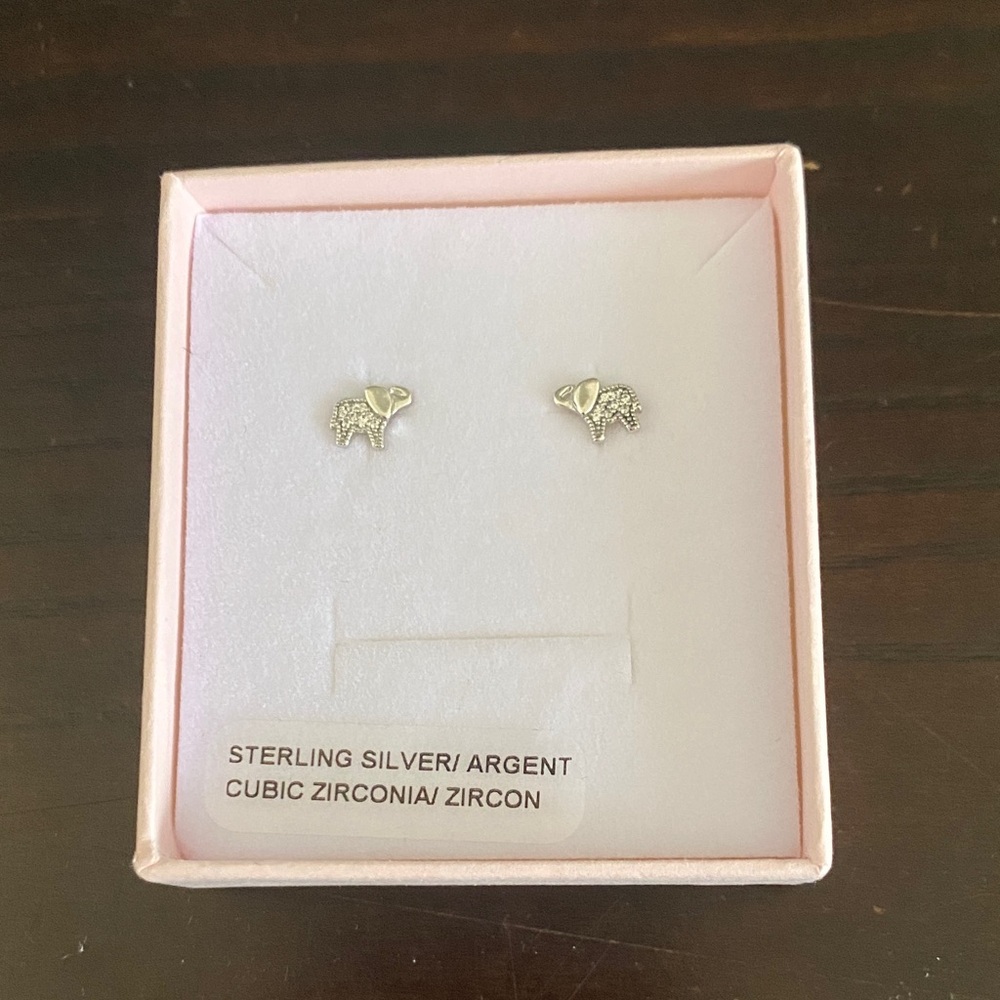 Sterling Silver Cubic Zirconia Elephant Earrings